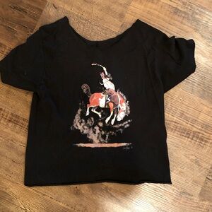 Black Graphic T-Shirt with Rodeo Design